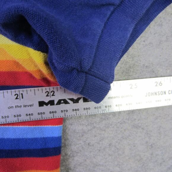 Polo Ralph Lauren Polo Shirt Mens Large Blue White Collar Stripe Pony Logo Rugby - Picture 5 of 7